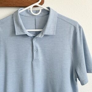 Lululemon Evolution Short Sleeve Pique Golf Polo Shirt Light Blue Mens XL READ